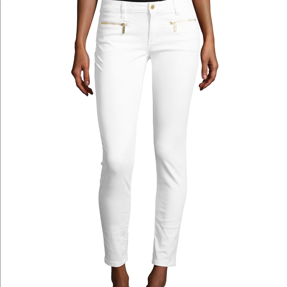 Michael Kors White Ankle Jeans with zip pocket